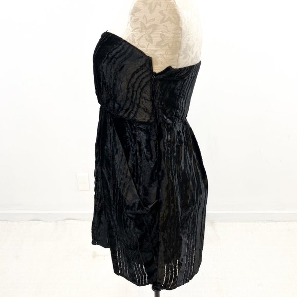 Anthropologie 4 Silk Velvet Mini Dress Black LBD - Picture 7 of 9